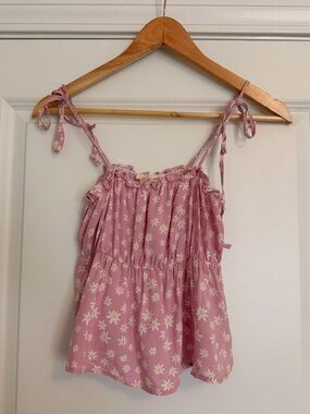 LA Hearts PacSun Pink Floral Tie Strap Babydoll Tank Top NWT XS